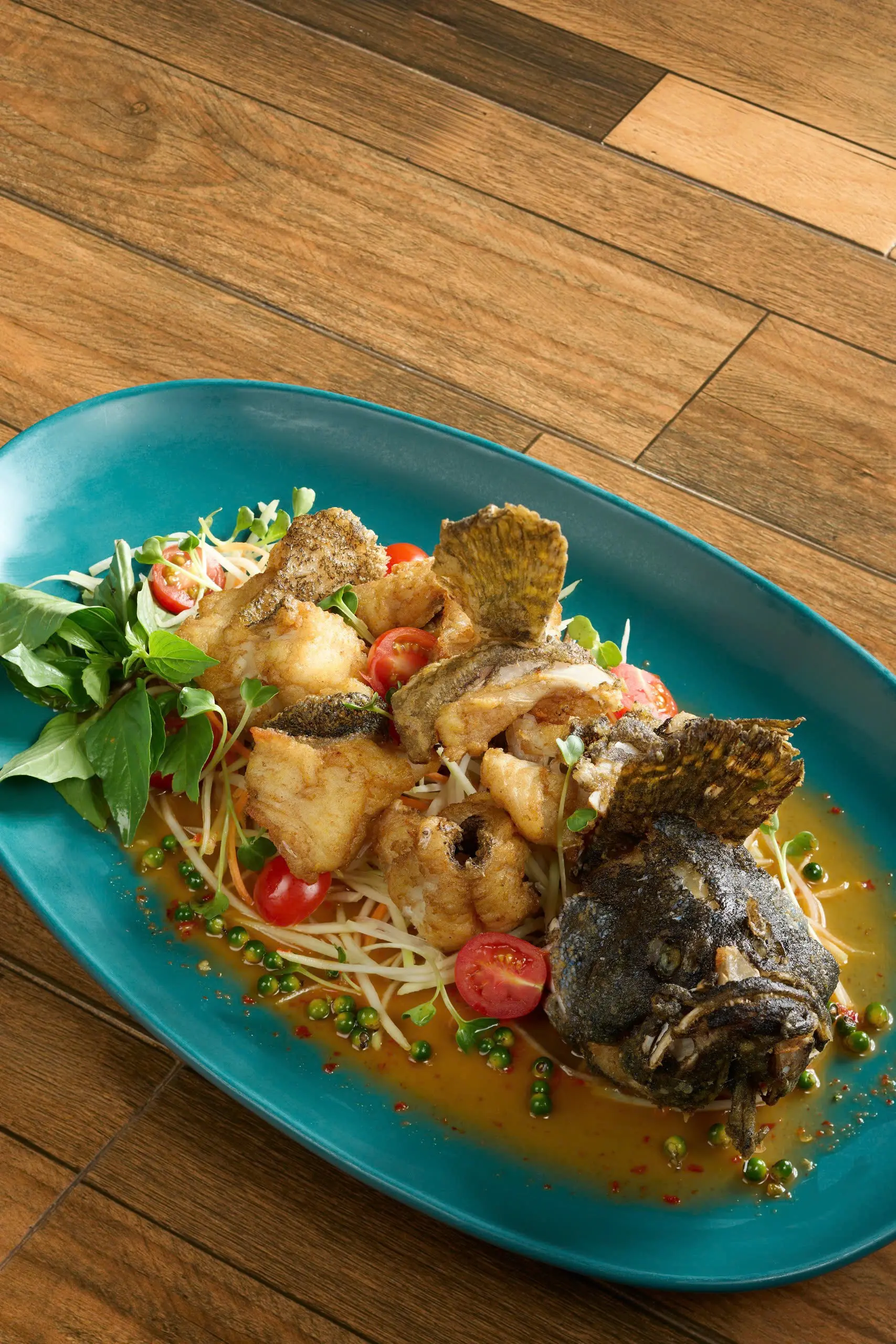 Deep-fried Cripsy Grouper with mắm Faifo Sauce