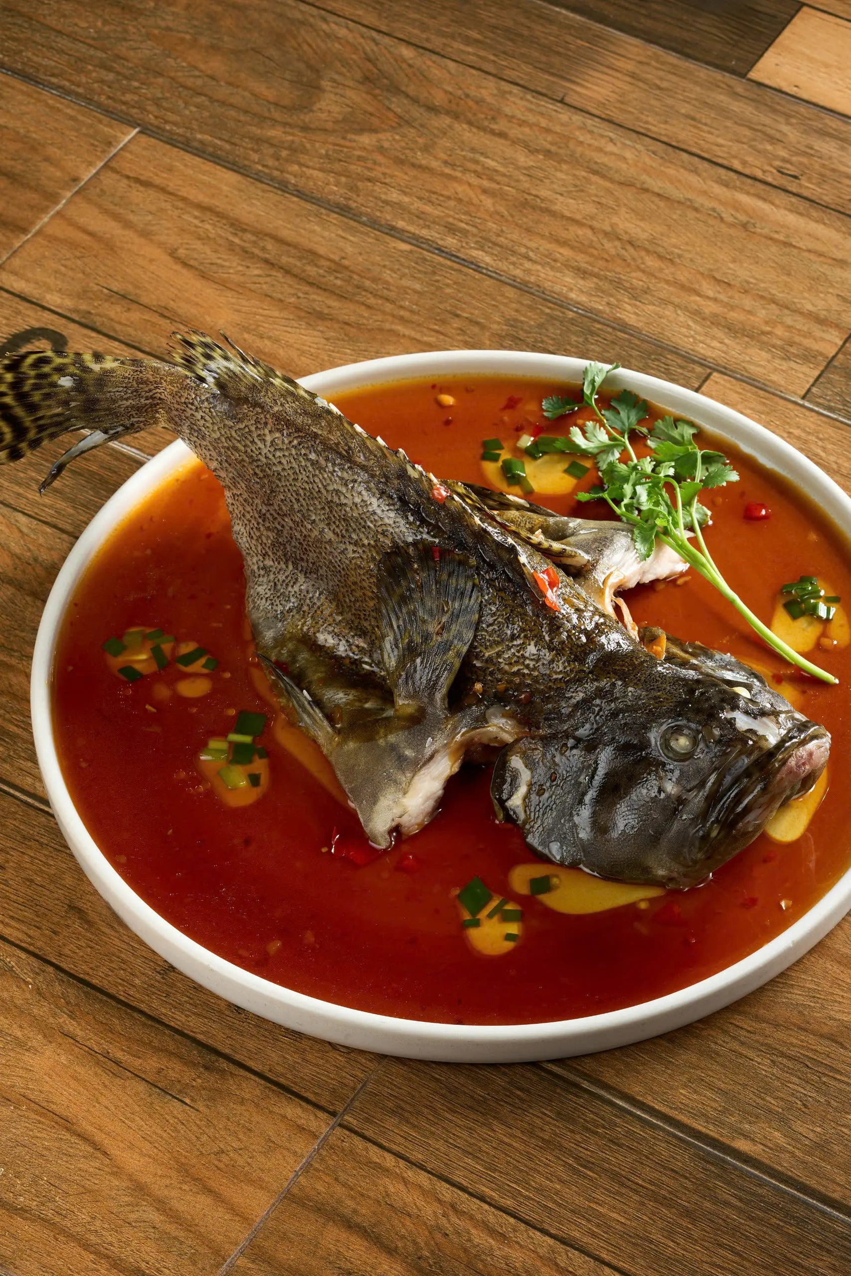 Steamed Grouper with Seafod Soy Jus